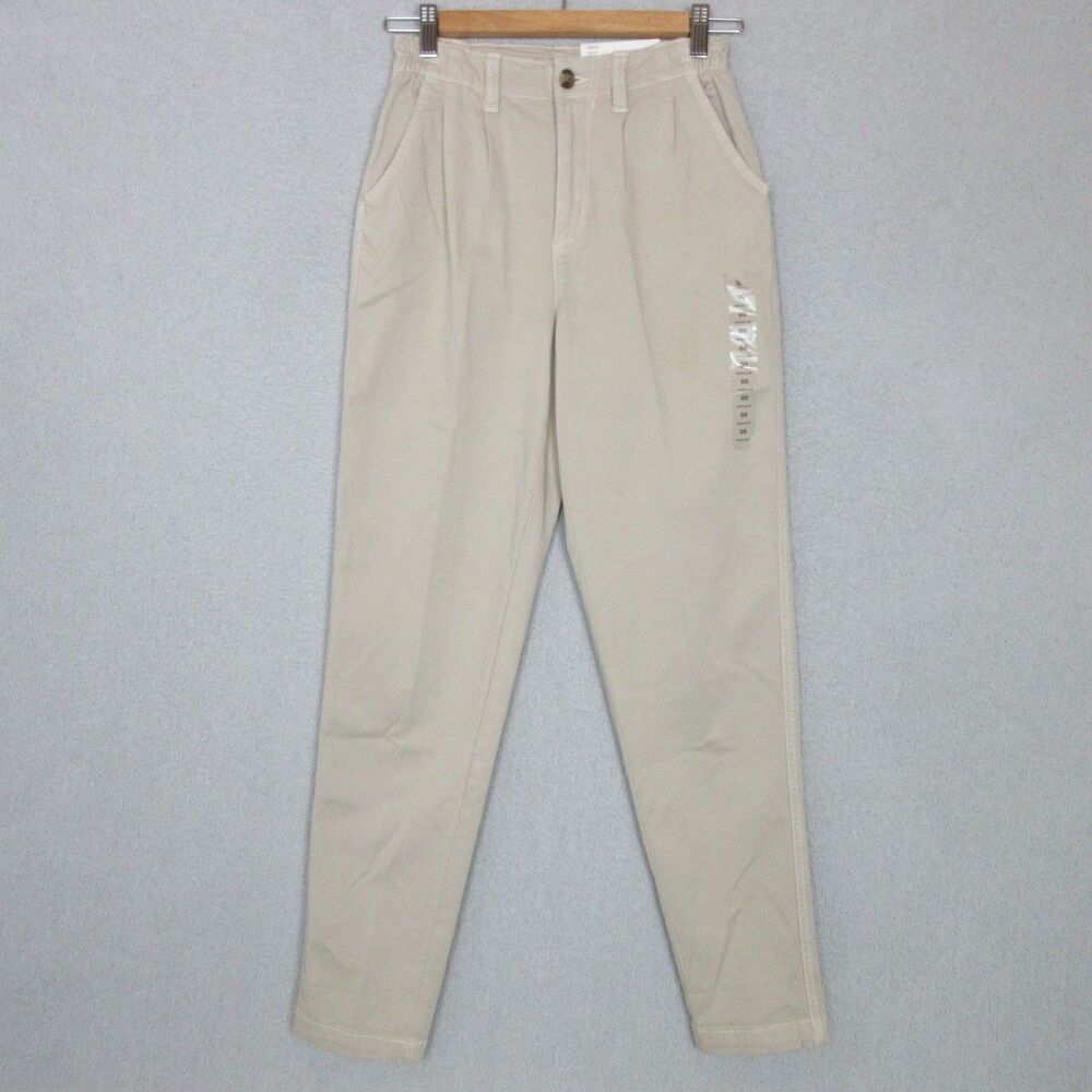 American Eagle Pants Womens 00 24W Mom Pants High Rise Beige Elastic Waist